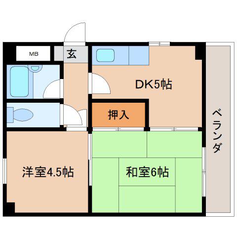 ディアコート奈良(1K/3階)の間取り写真