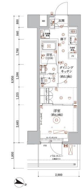 ARCOBALENO HASUNEII(1DK/1階)の間取り写真
