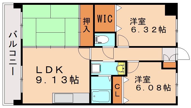 オロマーレ折尾南II(3DK/5階)の間取り写真