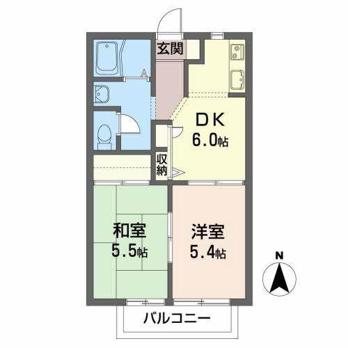 シェーマHONDA(2DK/2階)の間取り写真