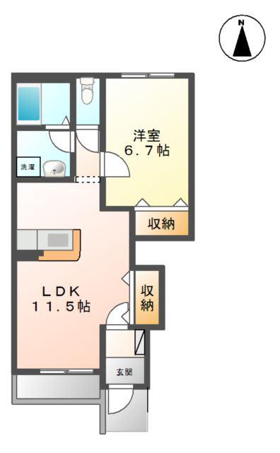 プレジールA(1LDK/1階)の間取り写真
