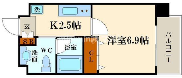 マークス難波南(1K/9階)の間取り写真