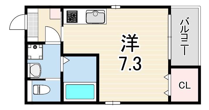 A・山法師(ワンルーム/1階)の間取り写真