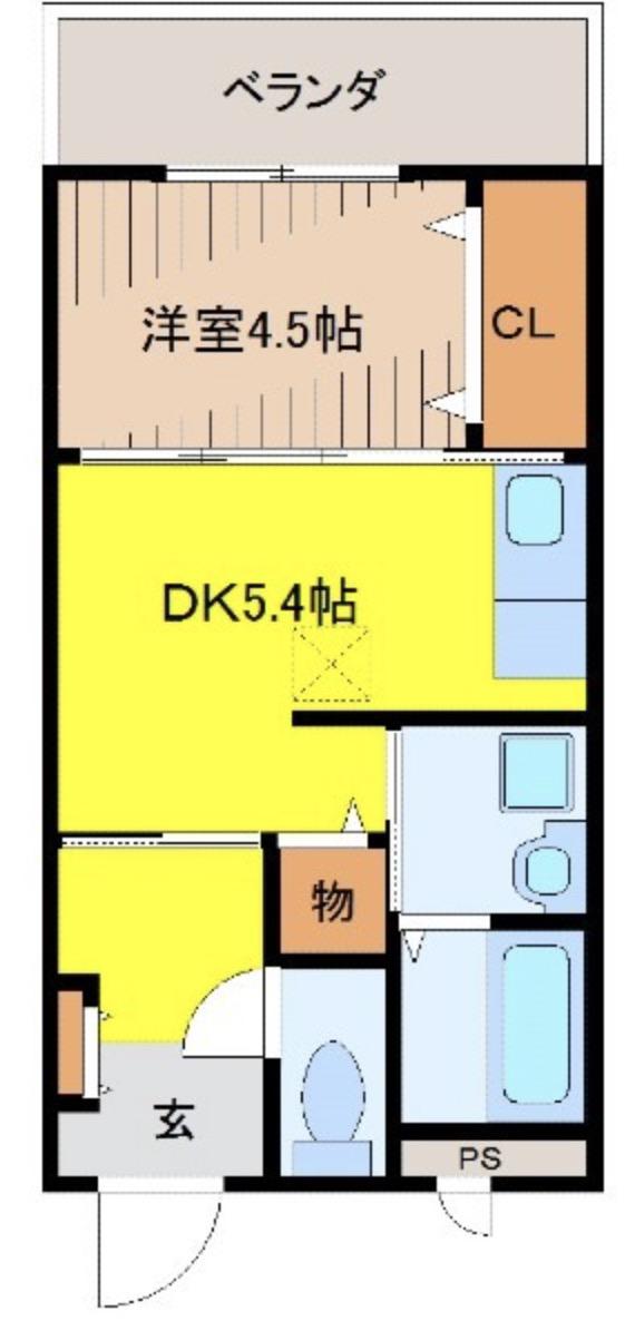 CUORE(1DK/4階)の間取り写真