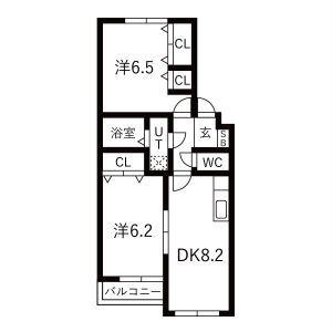 ネイ・ステージA(2DK/2階)の間取り写真