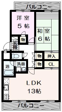 オークハイツ(2LDK/1階)の間取り写真