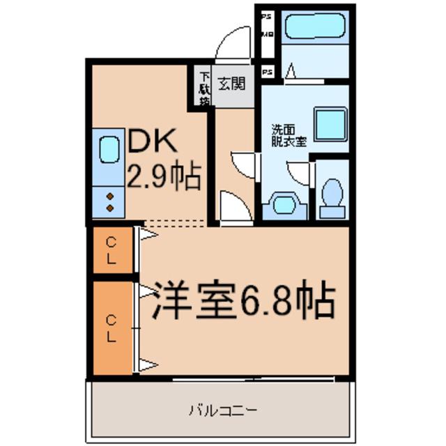 カラコレス(1K/2階)の間取り写真