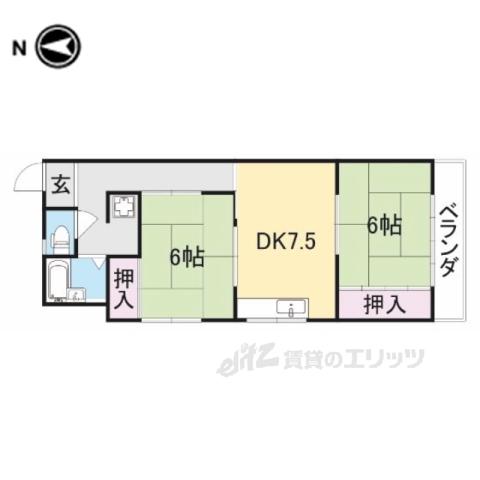 ナラコック三条ハイツ(2DK/4階)の間取り写真