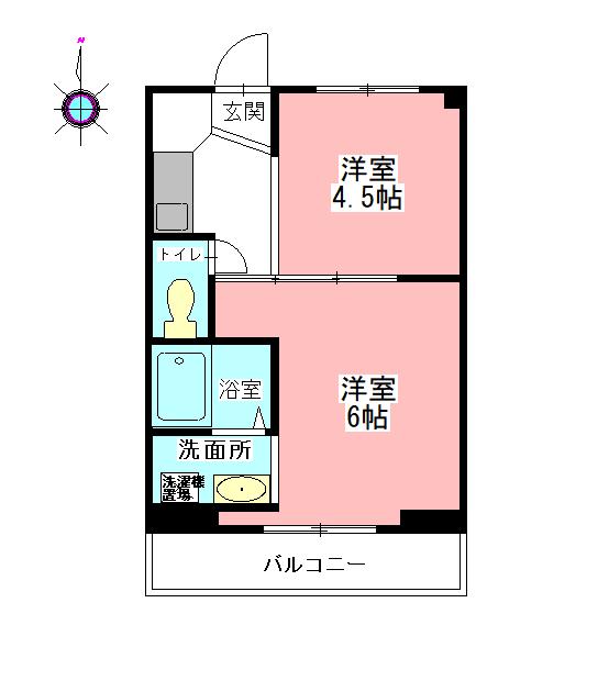 ヴィラナリー撫養1号棟(2K/3階)の間取り写真