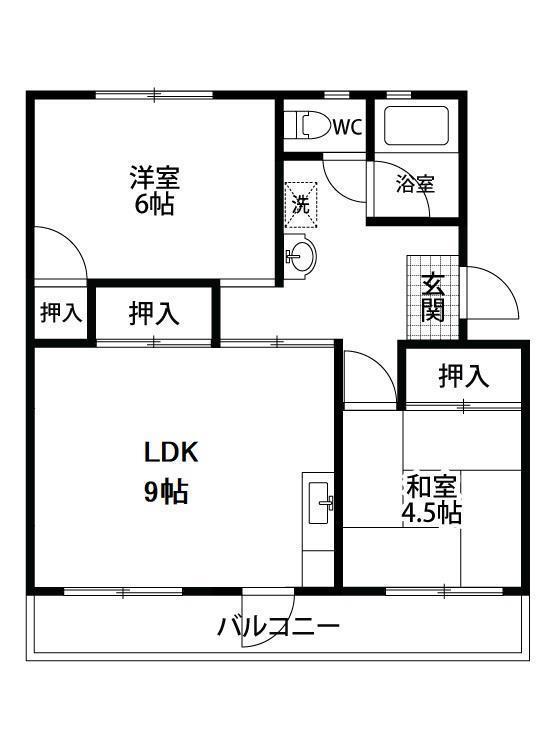 マンション佐鳴台(3DK/1階)の間取り写真