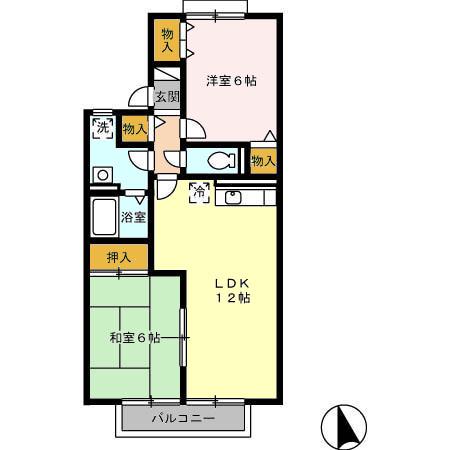 ヴェルドミールA(2LDK/2階)の間取り写真