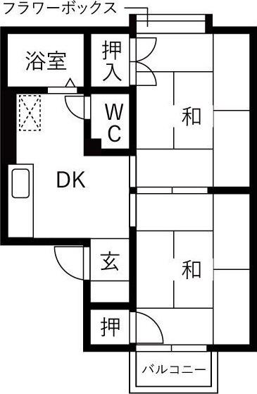 ファミール鈴木 A棟(2DK/2階)の間取り写真