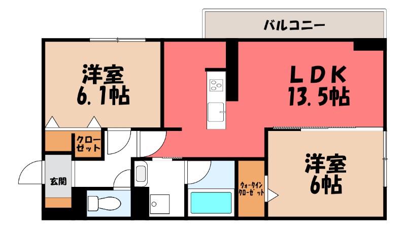 D-LUXE中居町(2LDK/3階)の間取り写真