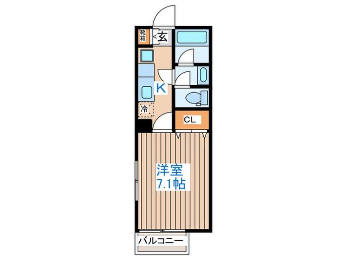 リュミエ旭ヶ丘(1K/1階)の間取り写真