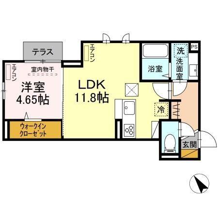 メゾン真砂(1LDK/1階)の間取り写真