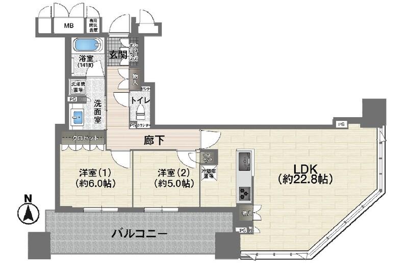 ブランズタワー大阪本町(2LDK/6階)の間取り写真