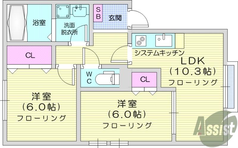 ルミエール泉ヶ丘4(2LDK/1階)の間取り写真