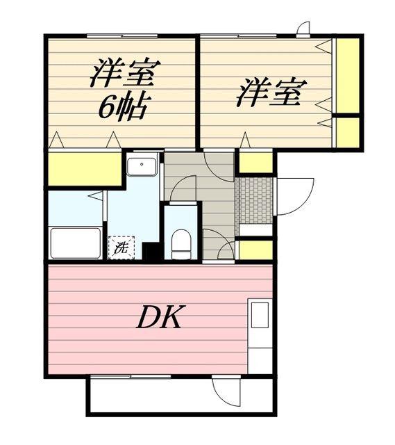 サンライズ太田II(2DK/3階)の間取り写真