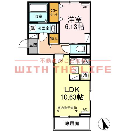 エスポワール合川(1LDK/1階)の間取り写真