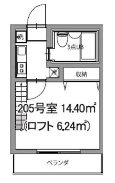 BCASA調布つつじヶ丘RE-BORN(1K/2階)の間取り写真