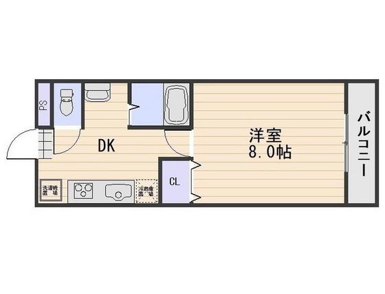 ピア大元駅前(1DK/1階)の間取り写真