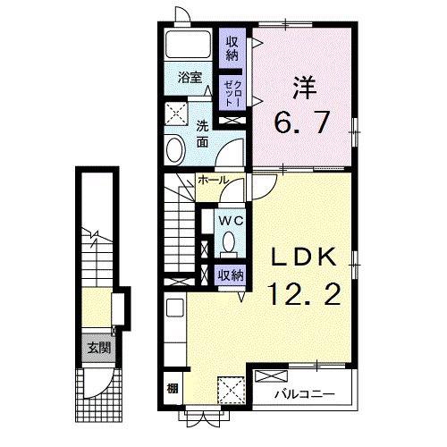 アネシス木太A(1LDK/2階)の間取り写真