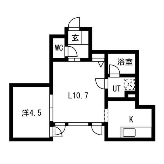 湯町1丁目AP(1LDK/2階)の間取り写真