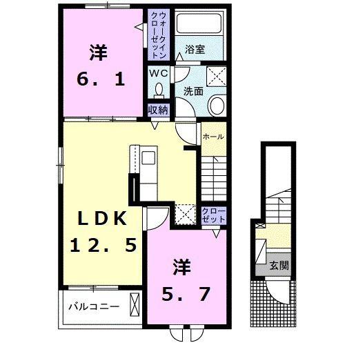 メゾン ド シャン(2LDK/2階)の間取り写真