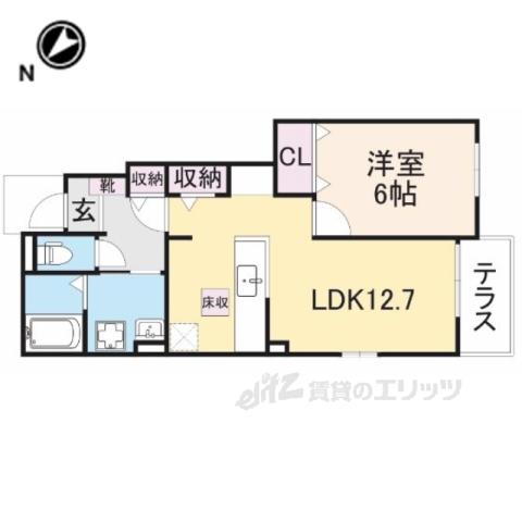 モントレア藤阪(1LDK/1階)の間取り写真