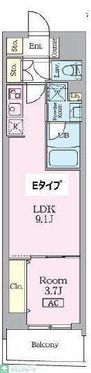 GARDEN XAVIS門前仲町(1LDK/3階)の間取り写真