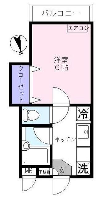 アウルネストB(1K/2階)の間取り写真