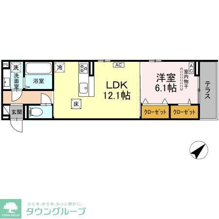 D-ROOM宮千代1丁目PJ A棟(1LDK/1階)の間取り写真