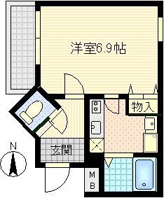 JUNWAIII(1K/1階)の間取り写真