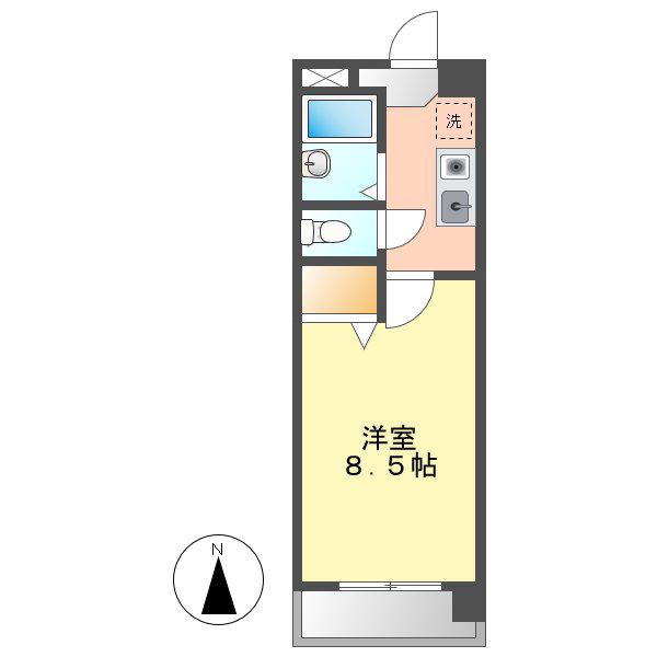 グランディール新福寺(1K/2階)の間取り写真
