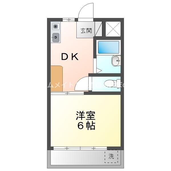 カブリオレ(1DK/2階)の間取り写真