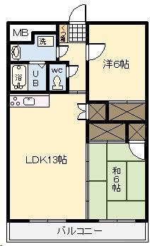 ピーチフローレⅡ(2LDK/3階)の間取り写真