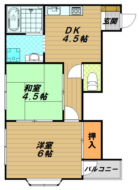 サン山口(2DK/1階)の間取り写真