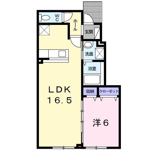 グランベルI(1LDK/1階)の間取り写真