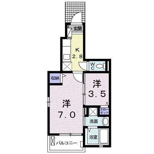 グランデージ(1SK/1階)の間取り写真