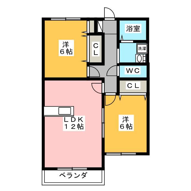 サン・ガーデンB(2LDK/2階)の間取り写真