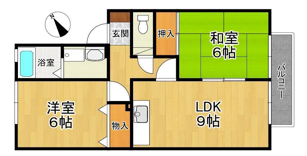 エミネントA棟(2LDK/2階)の間取り写真
