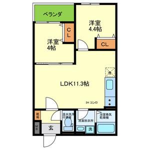 富田林市本町AP工事(2LDK/1階)の間取り写真