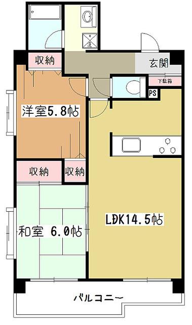 第3アークビル(2LDK/8階)の間取り写真