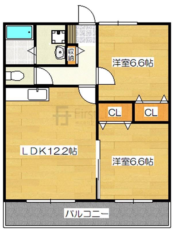 アンプルールクラージュネオ(2LDK/2階)の間取り写真