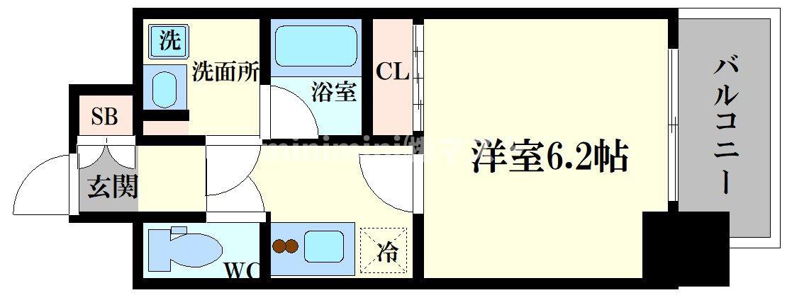 セイワパレス真田山公園南(1K/8階)の間取り写真
