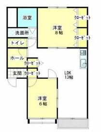 ハウスプラドールB(2LDK/2階)の間取り写真