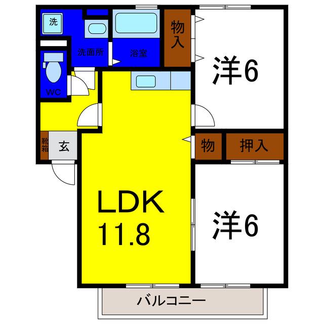 ファミール千鳥ヶ浜(2LDK/1階)の間取り写真