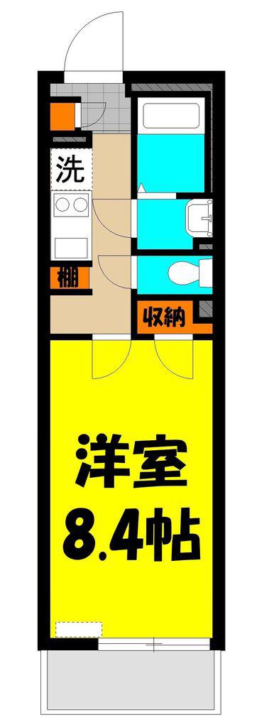 ルナ ルミエール三郷(1K/1階)の間取り写真