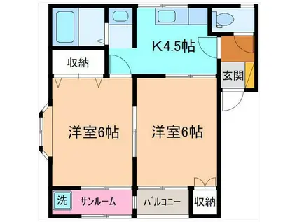 アンジェII(2K/1階)の間取り写真