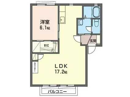 メビュース東城南B(1LDK/2階)の間取り写真